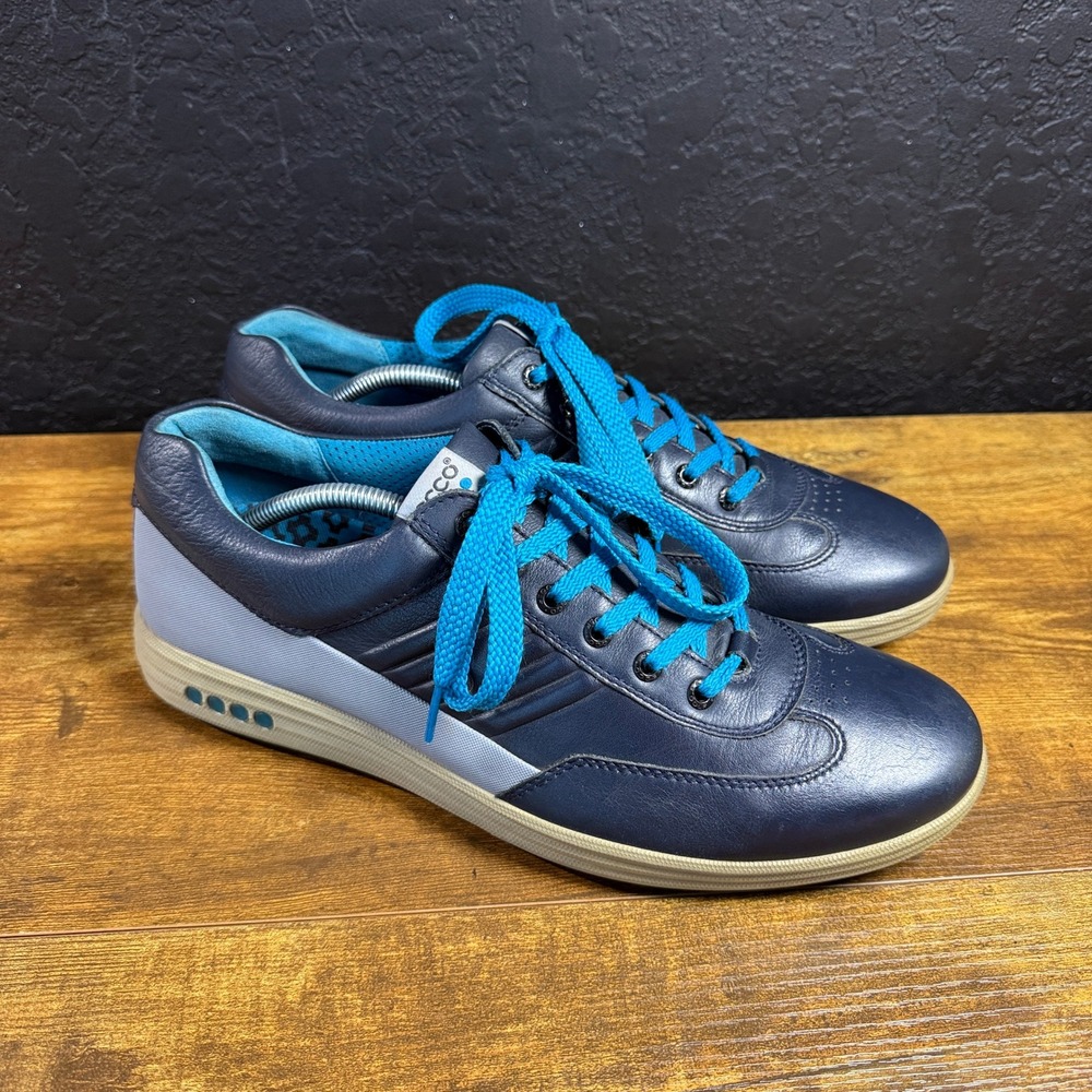 ECCO Street EVO One Navy Blue Leather Spikeless Golf Shoes Mens 46 EU 12 US